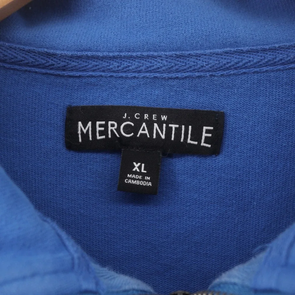 J.Crew Pullover Mens XL Quarter Zip Modern Royal Blue Mock Neck Excellent